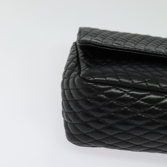 BALLY Chain Shoulder Bag Leather Black Gold Auth 141002