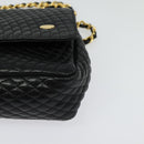 BALLY Chain Shoulder Bag Leather Black Gold Auth 141002-11