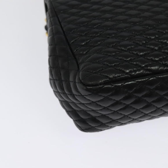 BALLY Chain Shoulder Bag Leather Black Gold Auth 141002