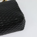 BALLY Chain Shoulder Bag Leather Black Gold Auth 141002-13