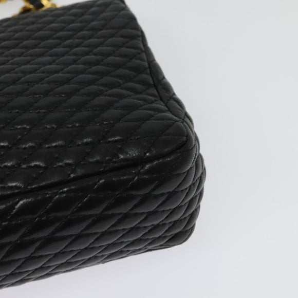 BALLY Chain Shoulder Bag Leather Black Gold Auth 141002