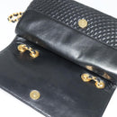 BALLY Chain Shoulder Bag Leather Black Gold Auth 141002-15