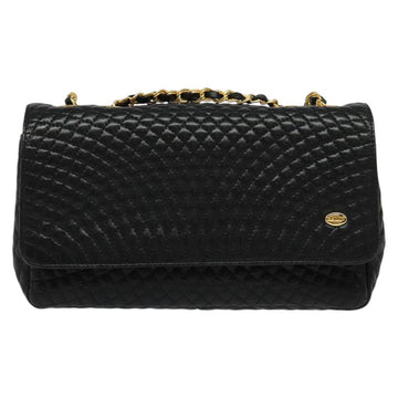 BALLY Chain Shoulder Bag Leather Black Gold Auth 141002 - 0