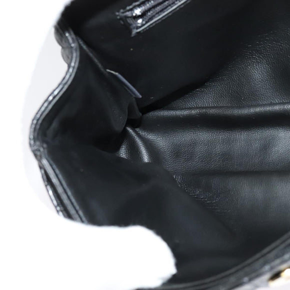 BALLY Chain Shoulder Bag Leather Black Gold Auth 141002