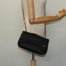 BALLY Chain Shoulder Bag Leather Black Gold Auth 141002-23