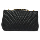 BALLY Chain Shoulder Bag Leather Black Gold Auth 141002-3