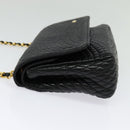 BALLY Chain Shoulder Bag Leather Black Gold Auth 141002-4