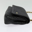 BALLY Chain Shoulder Bag Leather Black Gold Auth 141002-5