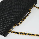 BALLY Chain Shoulder Bag Leather Black Gold Auth 141002-6