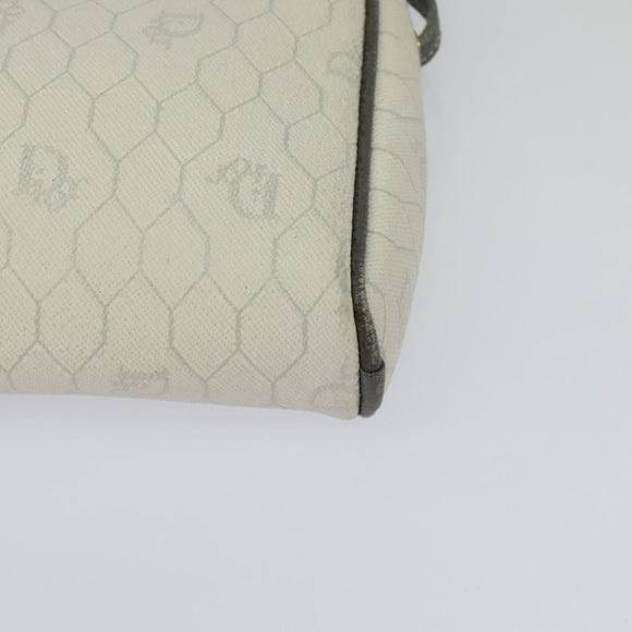 Christian Dior Honeycomb Canvas Shoulder Bag PVC White Gold Auth 141006