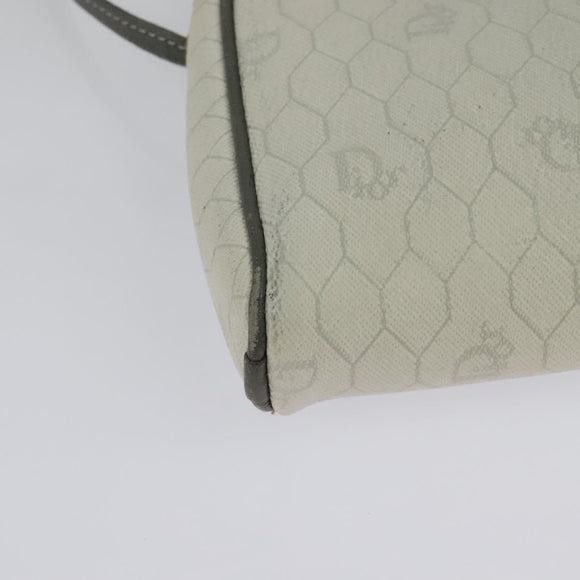 Christian Dior Honeycomb Canvas Shoulder Bag PVC White Gold Auth 141006