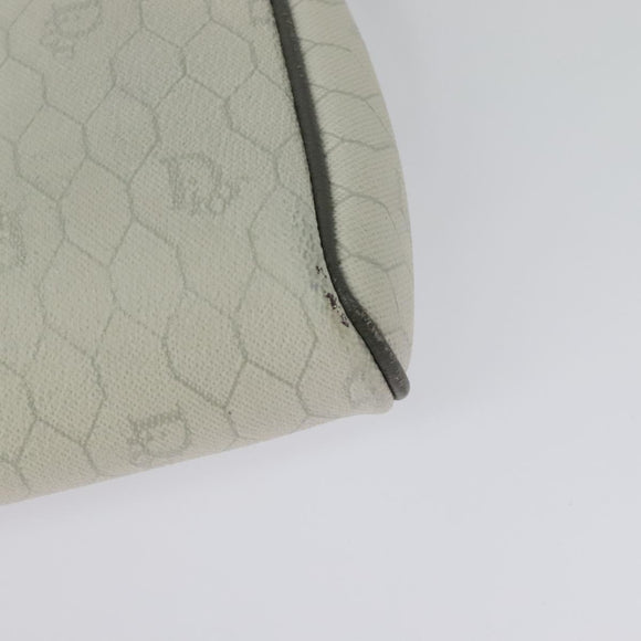 Christian Dior Honeycomb Canvas Shoulder Bag PVC White Gold Auth 141006