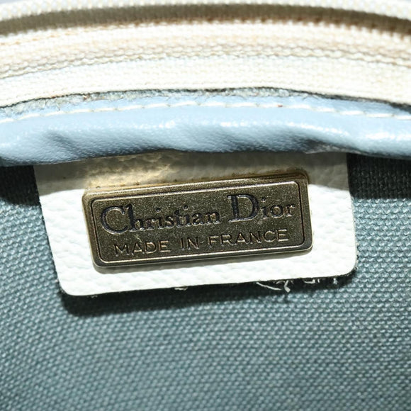 Christian Dior Honeycomb Canvas Shoulder Bag PVC White Gold Auth 141006