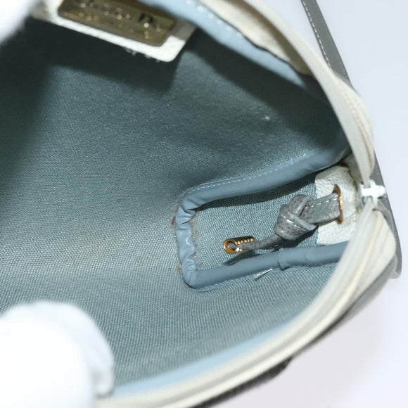 Christian Dior Honeycomb Canvas Shoulder Bag PVC White Gold Auth 141006