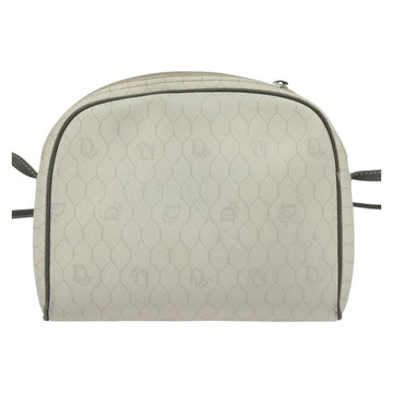 Christian Dior Honeycomb Canvas Shoulder Bag PVC White Gold Auth 141006 - 0