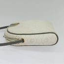 Christian Dior Honeycomb Canvas Shoulder Bag PVC White Gold Auth 141006-3