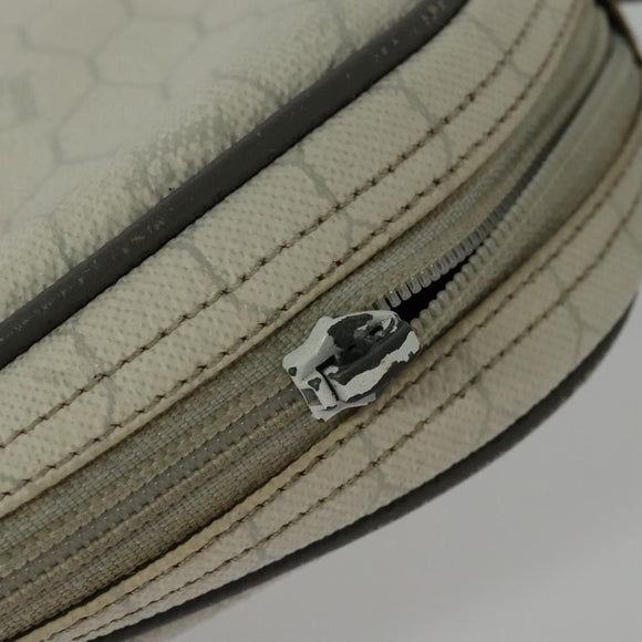 Christian Dior Honeycomb Canvas Shoulder Bag PVC White Gold Auth 141006