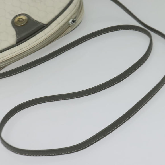 Christian Dior Honeycomb Canvas Shoulder Bag PVC White Gold Auth 141006