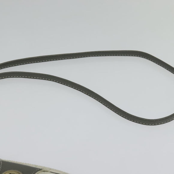 Christian Dior Honeycomb Canvas Shoulder Bag PVC White Gold Auth 141006