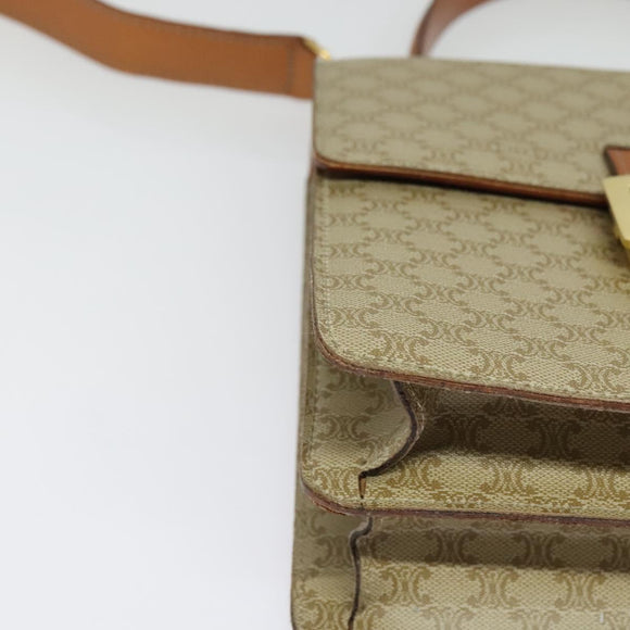CELINE Macadam Canvas Hand Bag PVC 2way Beige Gold Auth 141009