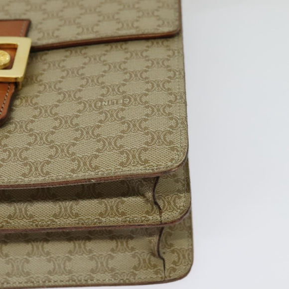 CELINE Macadam Canvas Hand Bag PVC 2way Beige Gold Auth 141009