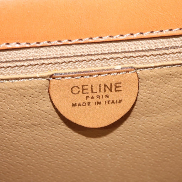 CELINE Macadam Canvas Hand Bag PVC 2way Beige Gold Auth 141009