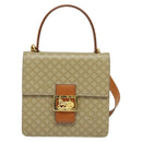CELINE Macadam Canvas Hand Bag PVC 2way Beige Gold Auth 141009-13