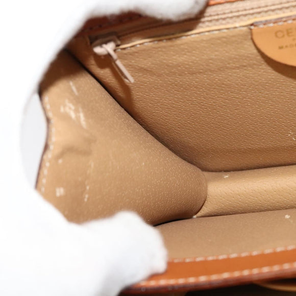 CELINE Macadam Canvas Hand Bag PVC 2way Beige Gold Auth 141009