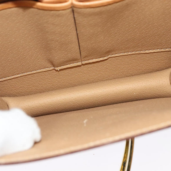 CELINE Macadam Canvas Hand Bag PVC 2way Beige Gold Auth 141009