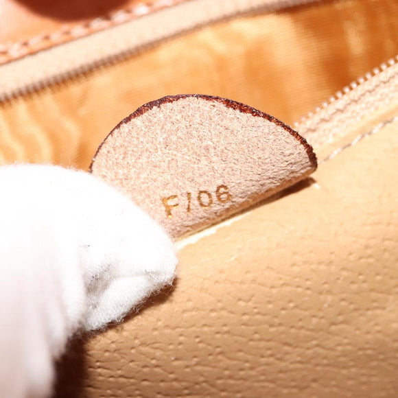 CELINE Macadam Canvas Hand Bag PVC 2way Beige Gold Auth 141009