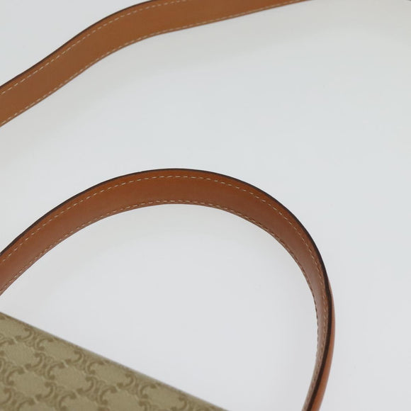 CELINE Macadam Canvas Hand Bag PVC 2way Beige Gold Auth 141009
