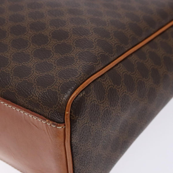 CELINE Macadam Canvas Hand Bag PVC Leather Brown Gold Auth 141010