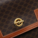 CELINE Macadam Canvas Hand Bag PVC Leather Brown Gold Auth 141010-17