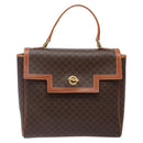 CELINE Macadam Canvas Hand Bag PVC Leather Brown Gold Auth 141010-13