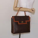 CELINE Macadam Canvas Hand Bag PVC Leather Brown Gold Auth 141010-21