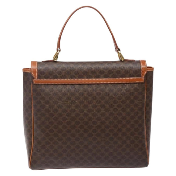 CELINE Macadam Canvas Hand Bag PVC Leather Brown Gold Auth 141010