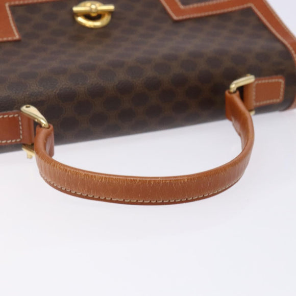 CELINE Macadam Canvas Hand Bag PVC Leather Brown Gold Auth 141010