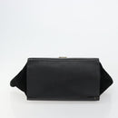 CELINE Trapeze Hand Bag Leather 2way Black Gold Auth 141011-16