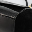 CELINE Trapeze Hand Bag Leather 2way Black Gold Auth 141011-5