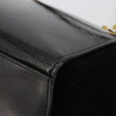 CELINE Trapeze Hand Bag Leather 2way Black Gold Auth 141011-18