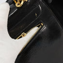 CELINE Trapeze Hand Bag Leather 2way Black Gold Auth 141011-20