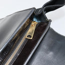 CELINE Trapeze Hand Bag Leather 2way Black Gold Auth 141011-22