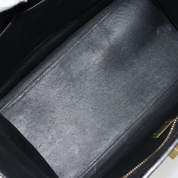 CELINE Trapeze Hand Bag Leather 2way Black Gold Auth 141011