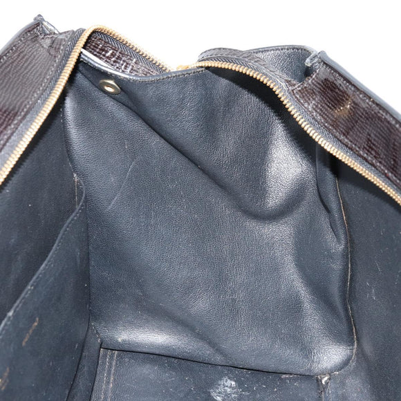 CELINE Trapeze Hand Bag Leather 2way Black Gold Auth 141011