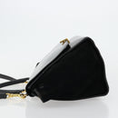 CELINE Trapeze Hand Bag Leather 2way Black Gold Auth 141011-4
