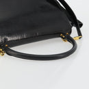 CELINE Trapeze Hand Bag Leather 2way Black Gold Auth 141011-7