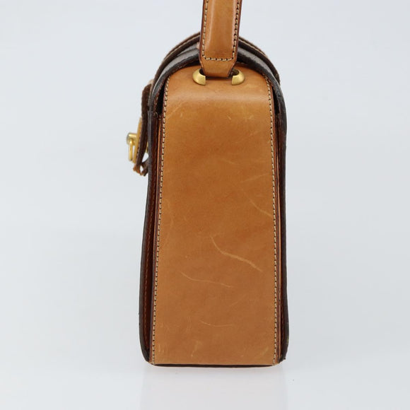 CELINE Macadam Canvas Hand Bag PVC Brown Gold Auth 141027