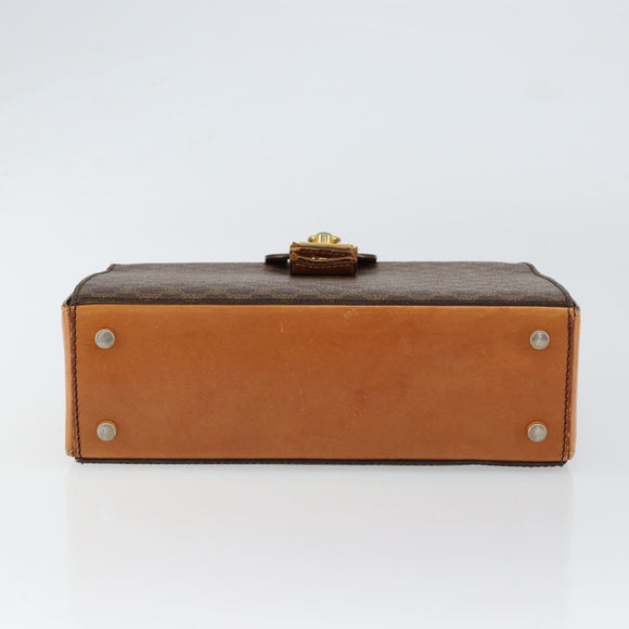 CELINE Macadam Canvas Hand Bag PVC Brown Gold Auth 141027