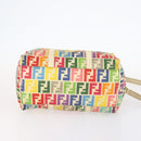 FENDI Zucca Canvas Boston Bag PVC 2way Multicolor Gold Auth 141028-11