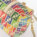 FENDI Zucca Canvas Boston Bag PVC 2way Multicolor Gold Auth 141028-12
